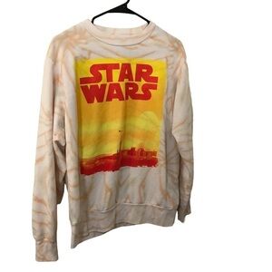 3/$15 Star Wars peach tiedye yellow red graphic crewneck sweater